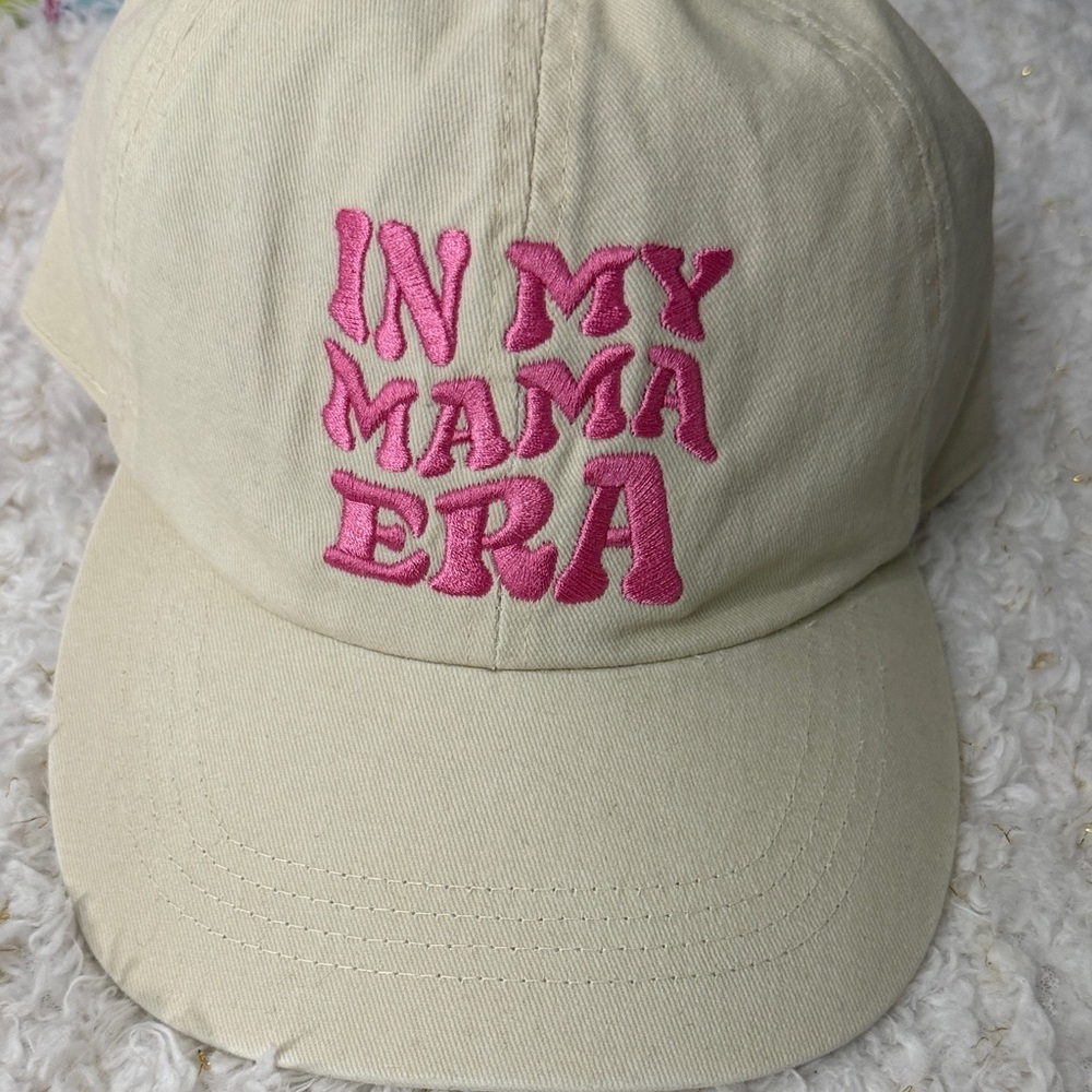Beige Cap with Pink Embroidery In my MAMA era